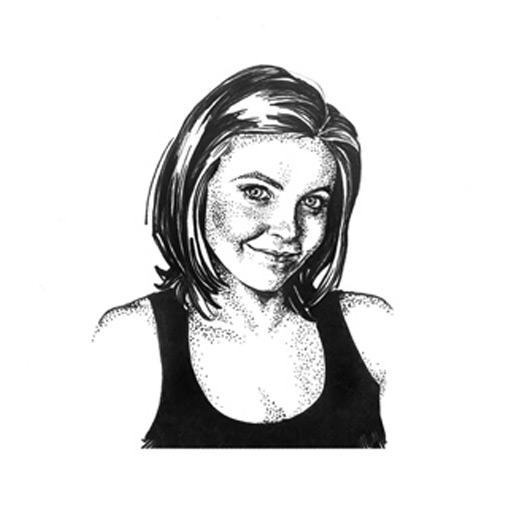 An ink illustration of boutique owner Rachel Malloy